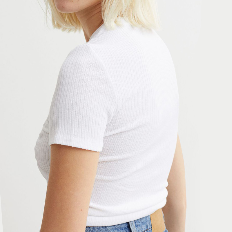 Ribbed knit drawstring top