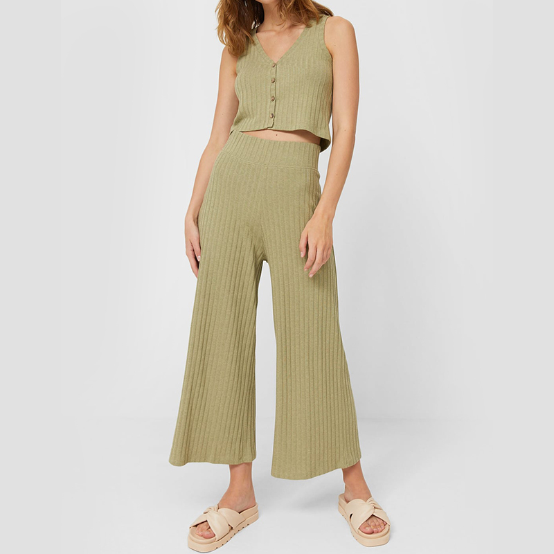 Basic knitted wide-leg pants