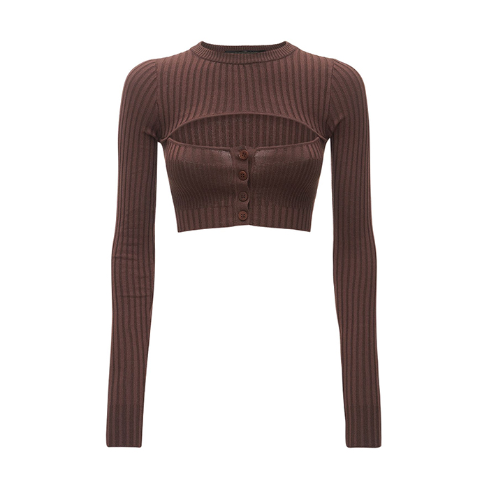 Ribbed knit cutout top