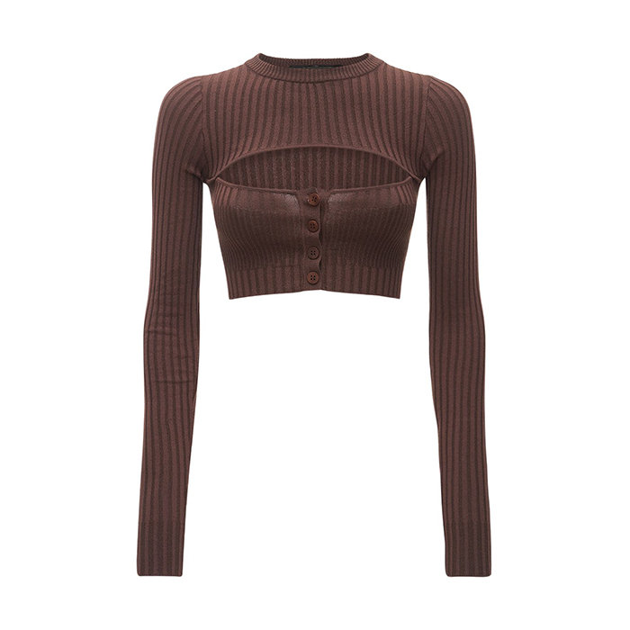 Ribbed knit cutout top