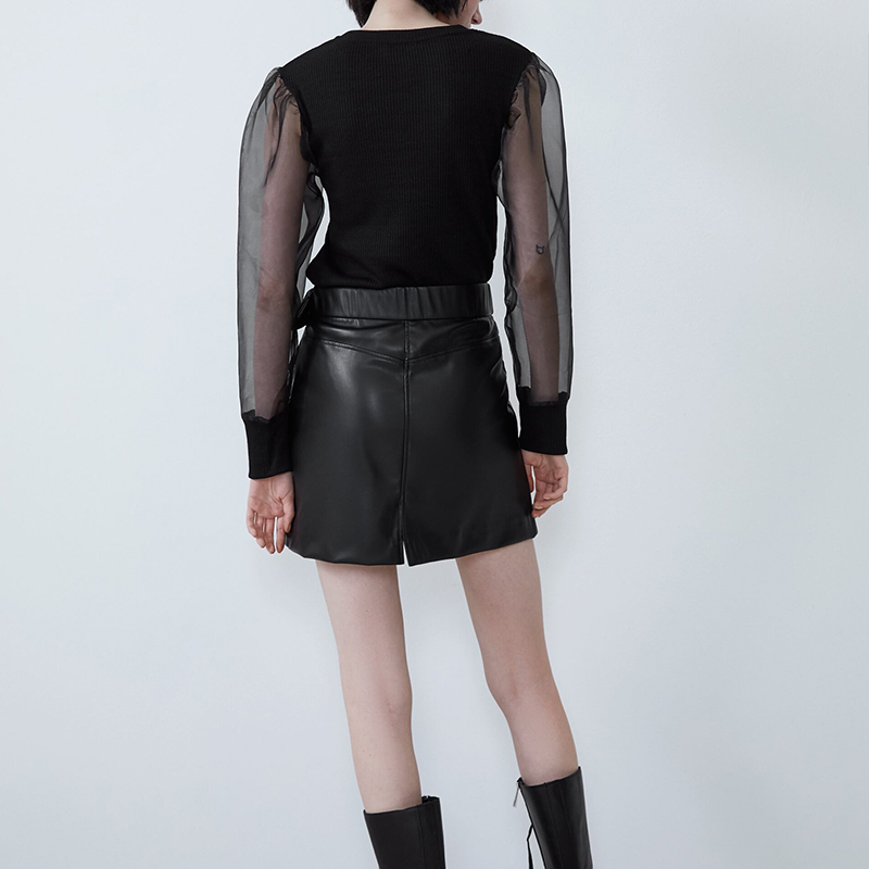 Faux leather mini skirt