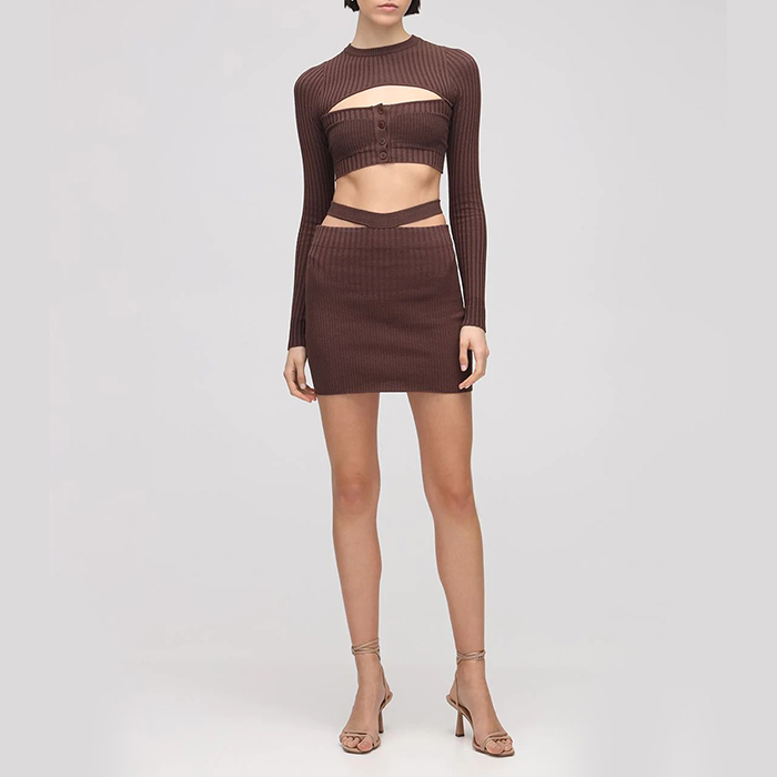 Ribbed knit cutout top