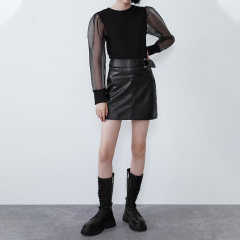 Faux leather mini skirt