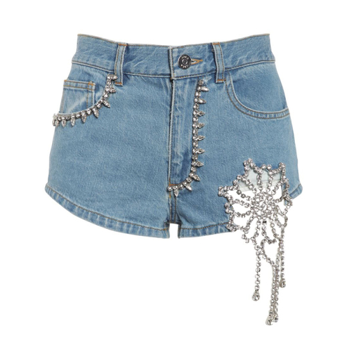 Decorative cutout denim shorts