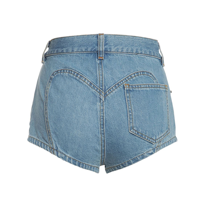 Decorative cutout denim shorts