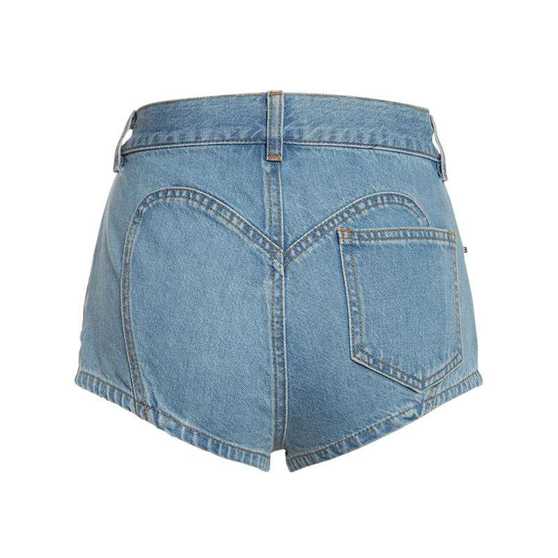 Decorative cutout denim shorts