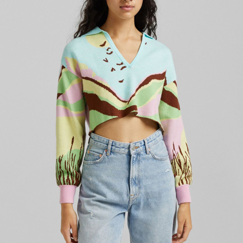 Landscape print sweater
