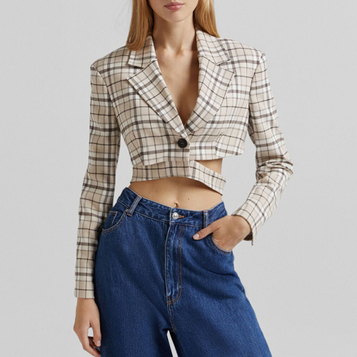 Short check blazer