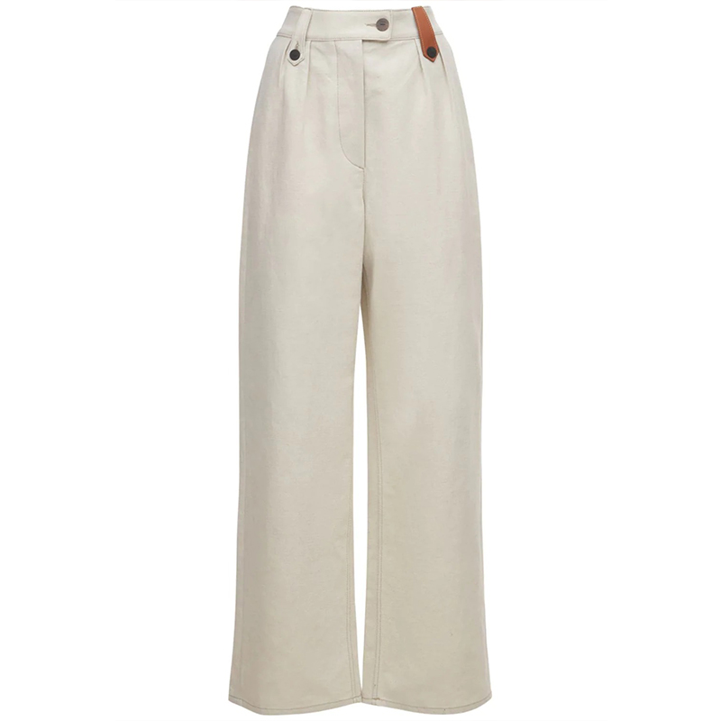Cotton and Linen Canvas Flare Pants
