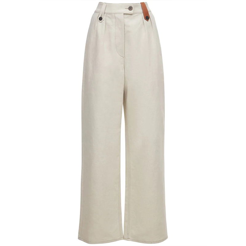 Cotton and Linen Canvas Flare Pants