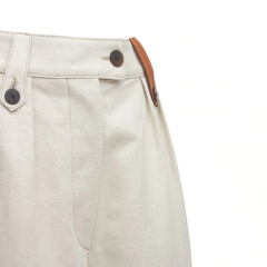Cotton and Linen Canvas Flare Pants