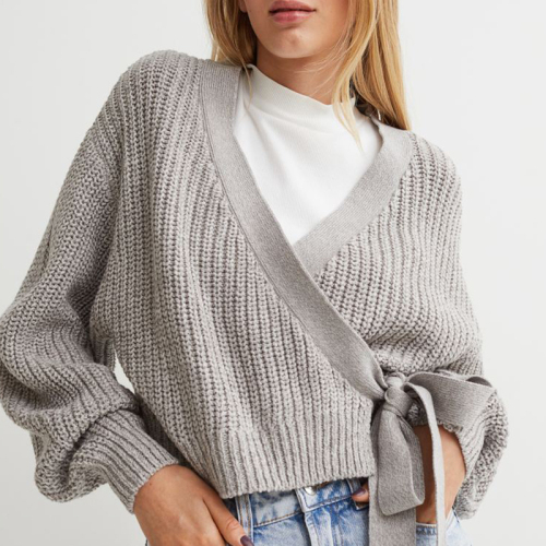 Knitted wrapover cardigan