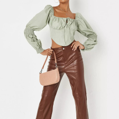 Sage Poplin Milkmaid Corset Top