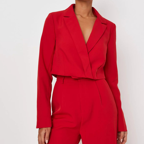 Tall Red Tailored Cropped Blazer