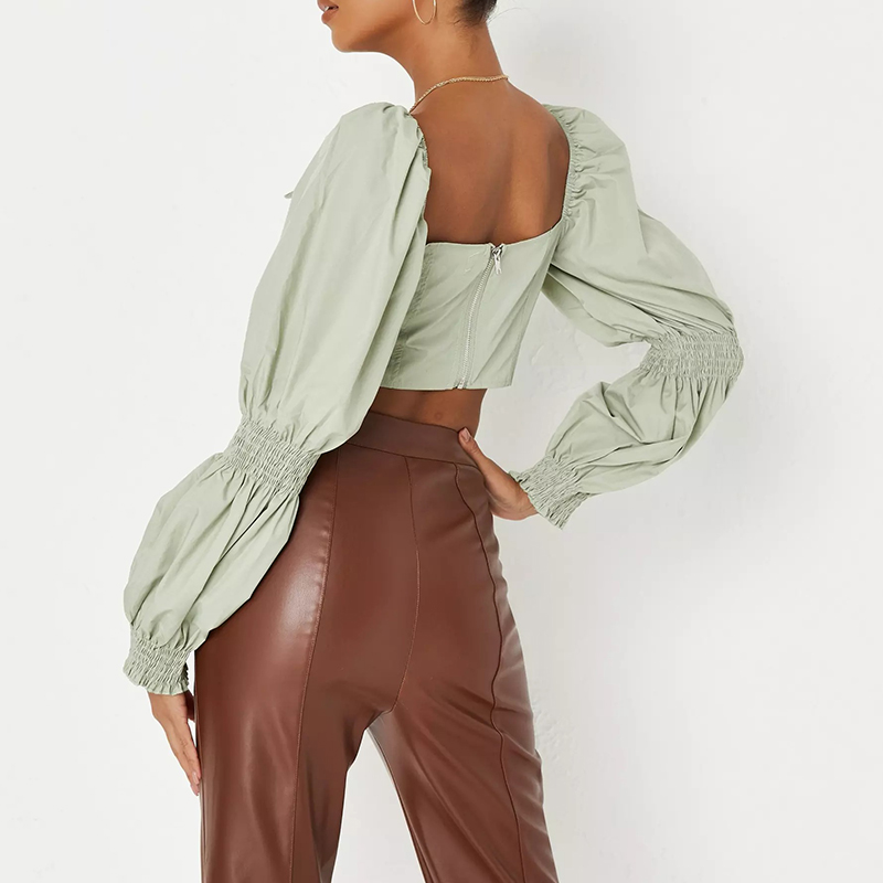 Sage Poplin Milkmaid Corset Top