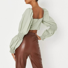 Sage Poplin Milkmaid Corset Top