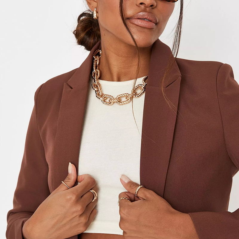 Chocolate co ord tailored cropped blazer