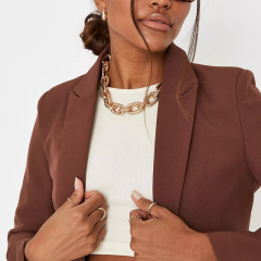 Chocolate co ord tailored cropped blazer