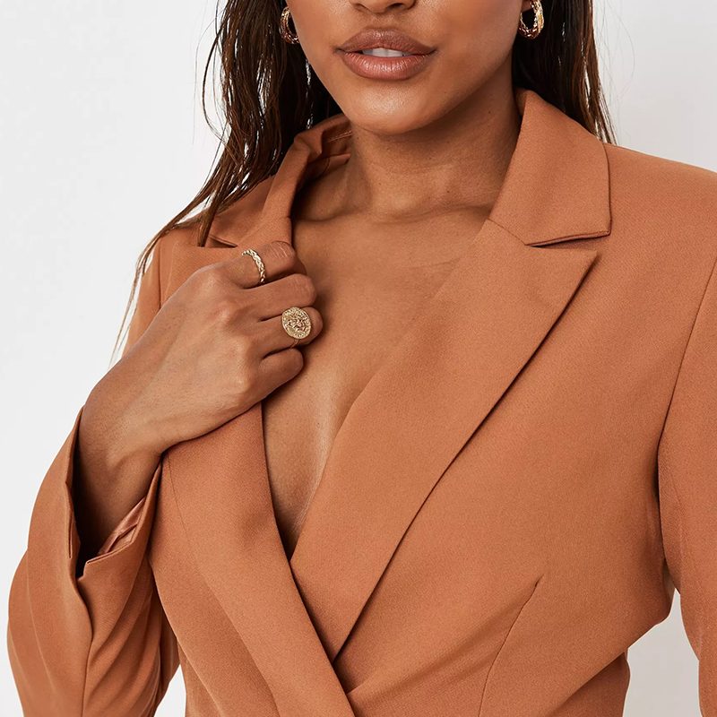 Petite camel tailored cropped blazer