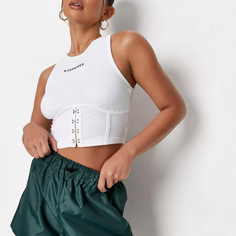 White rib corset top