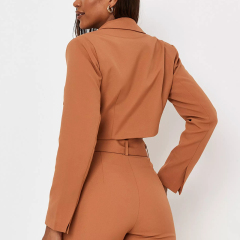 Petite camel tailored cropped blazer