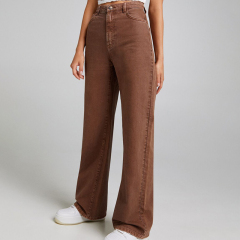 Flowy twill wide-leg trousers