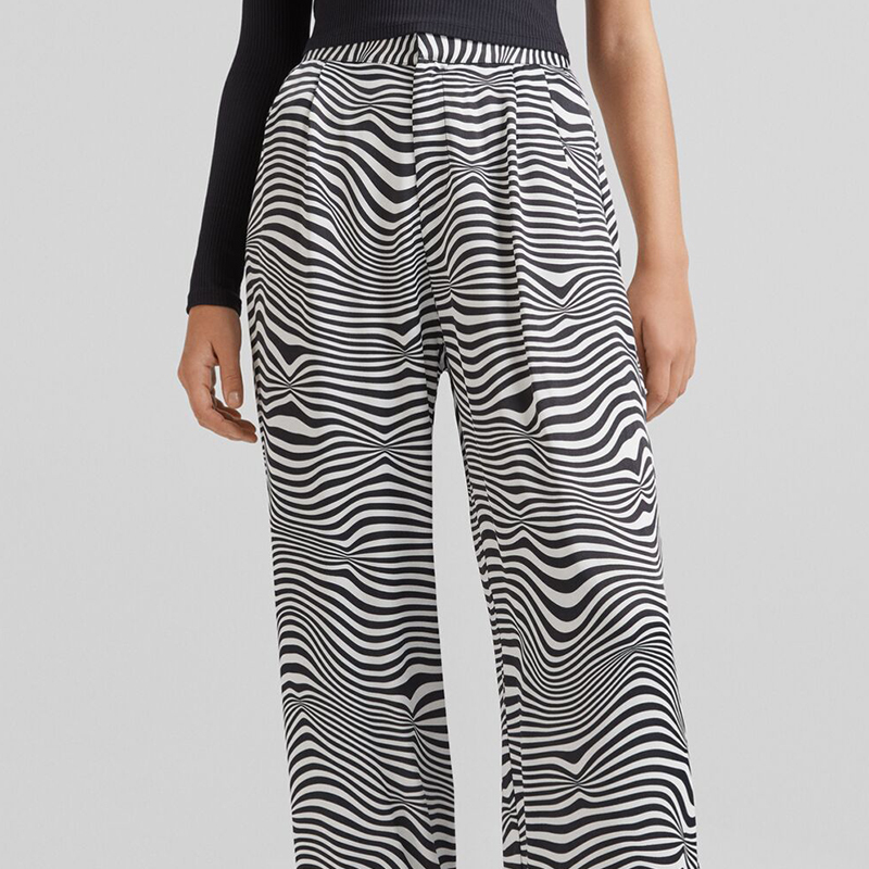 Zebra print wide-leg trousers