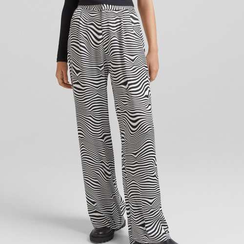 Zebra print wide-leg trousers