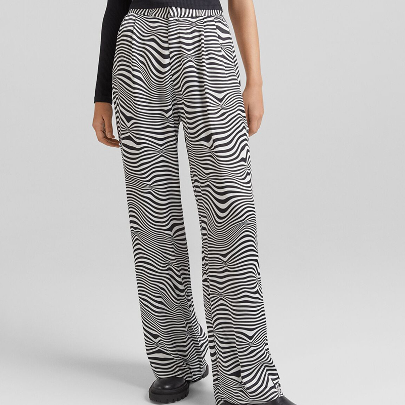 Zebra print wide-leg trousers