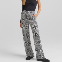 Zebra print wide-leg trousers