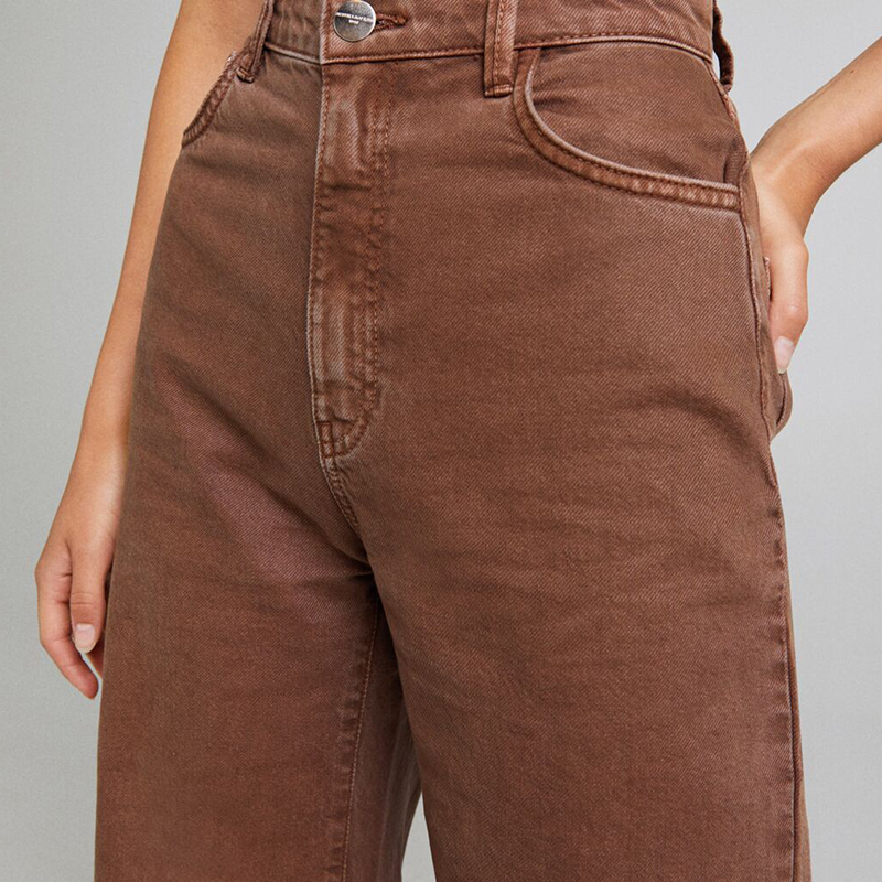 Flowy twill wide-leg trousers