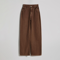 Flowy twill wide-leg trousers