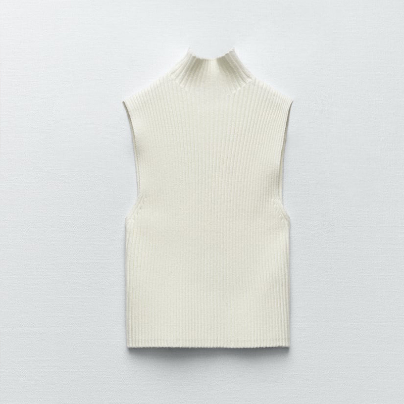 WHite ribbed knit top
