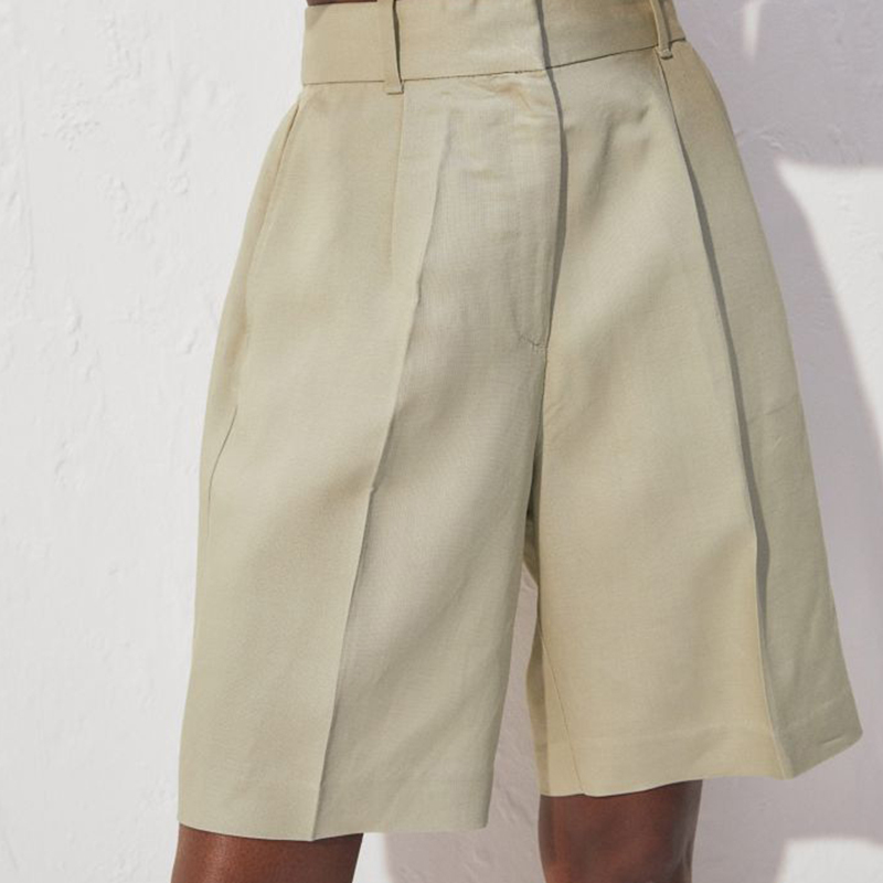 Linen-blend shorts