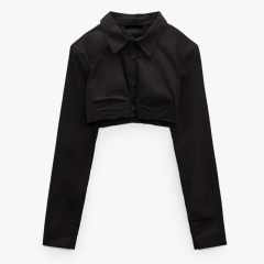 Short poplin shirt