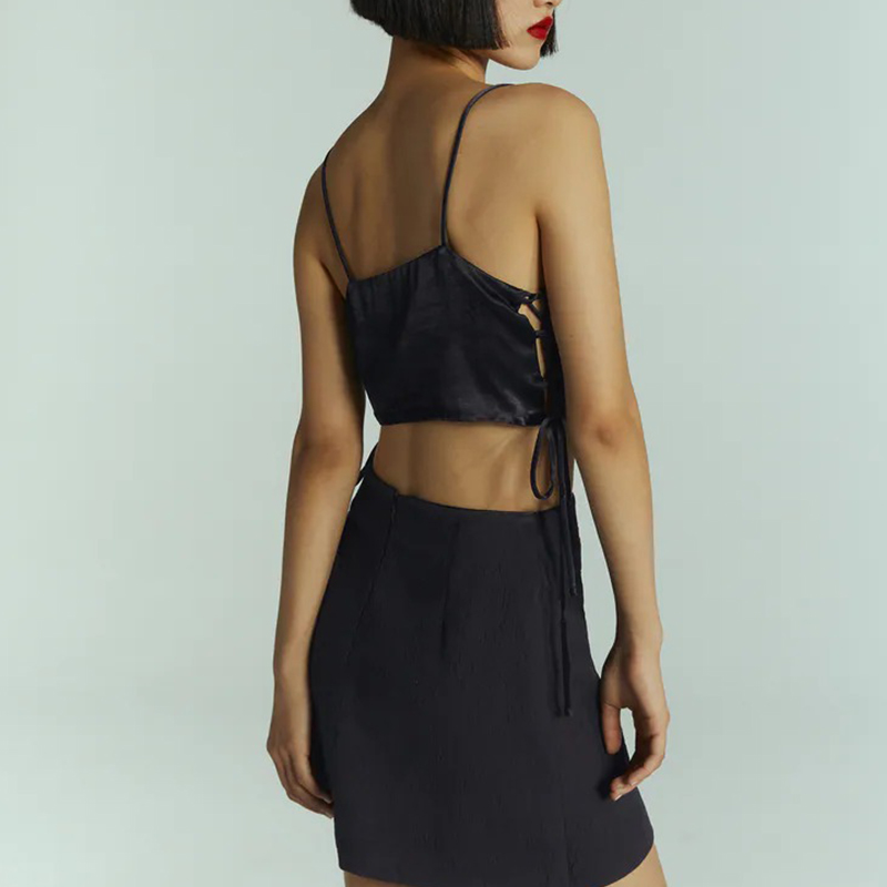 Silk satin texture bow top