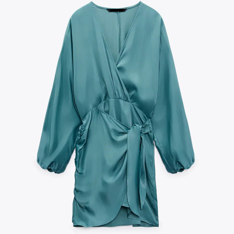 Silk satin double-breasted dress