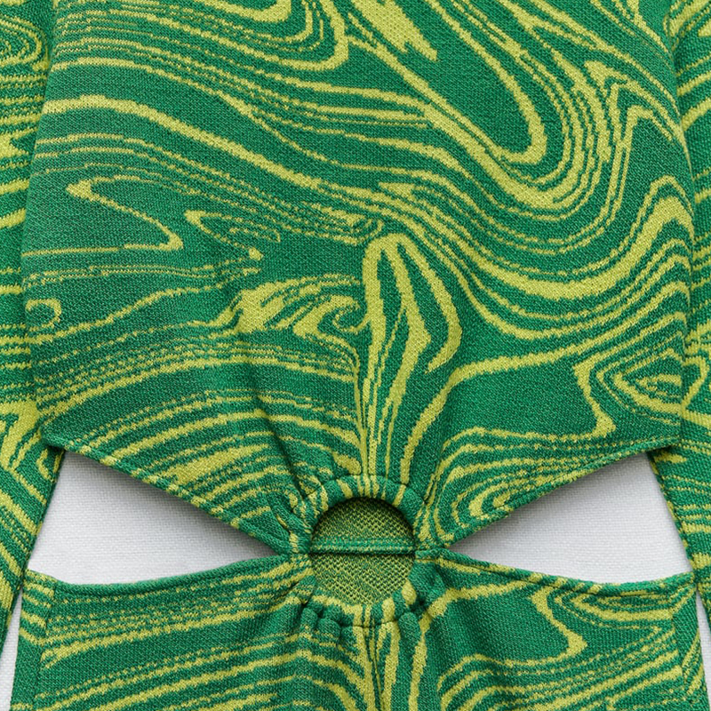 Open design jacquard dress