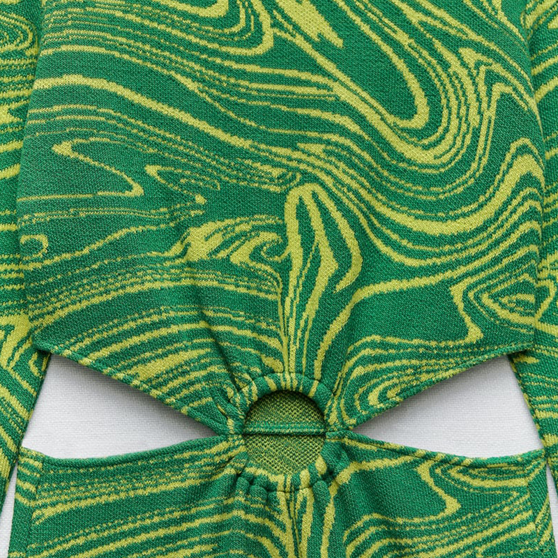 Open design jacquard dress