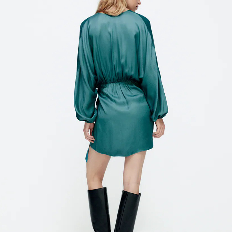 Silk satin double-breasted dress