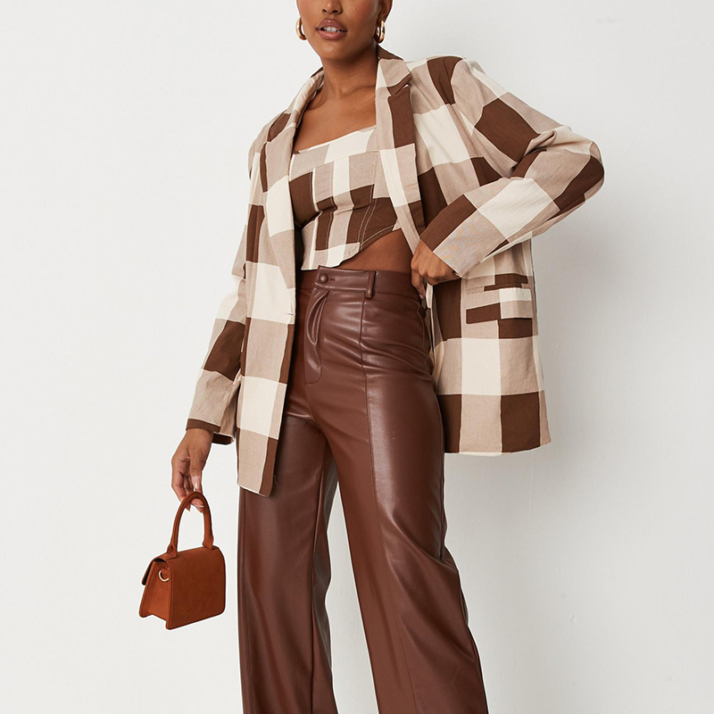 Brown check corset top