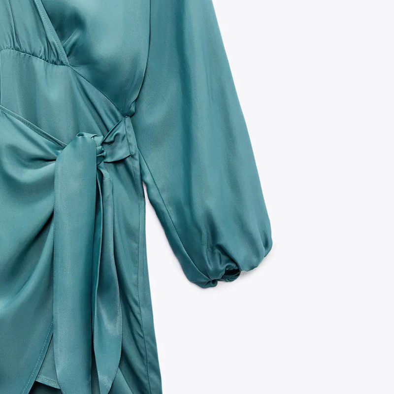 Silk satin double-breasted dress