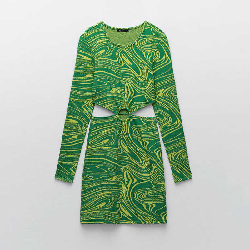 Open design jacquard dress