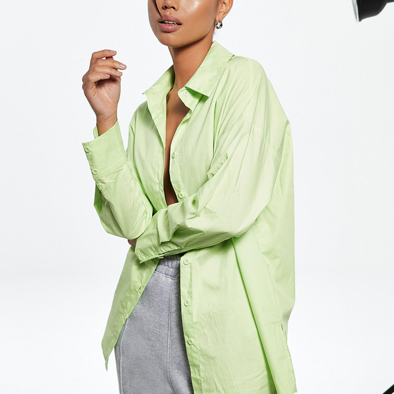 Lime poplin extreme oversized shirt