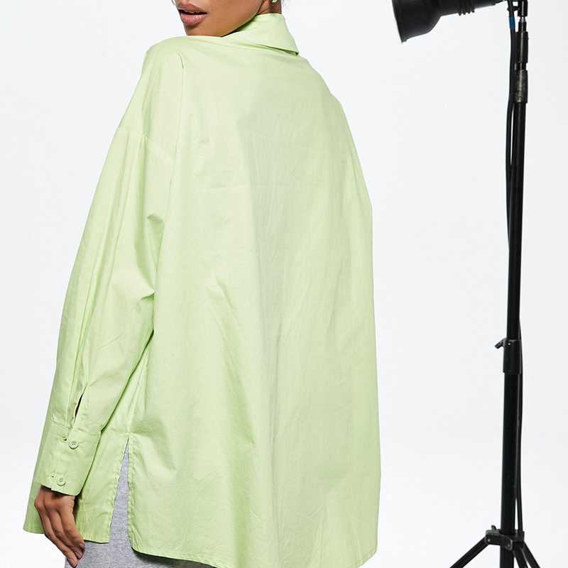 Lime poplin extreme oversized shirt