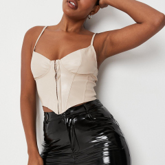 Cream leather cami corset top