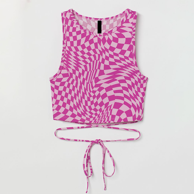 Lace-up ribbed vest