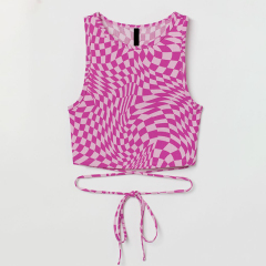 Lace-up ribbed vest
