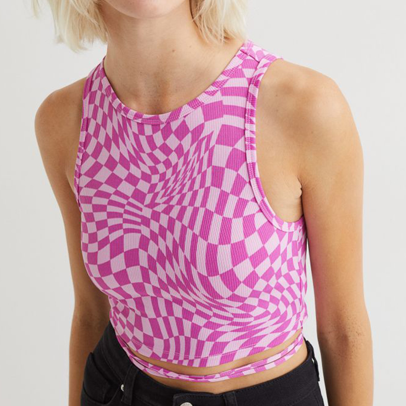 Lace-up ribbed vest