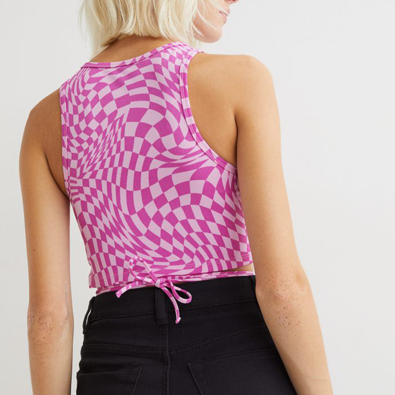 Lace-up ribbed vest